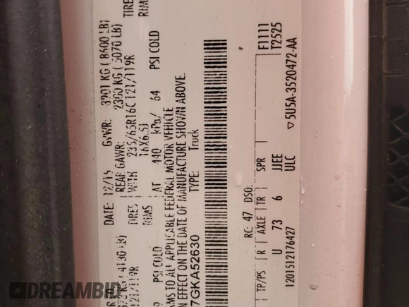 2016 Ford Transit Cargo with VIN 1FTYE1ZM7GKA52630, listed as a Copart auction lot 53175185 with 115,097 mi miles and Salvage Title. Bid and sale history available at carsss.com. Image 13.