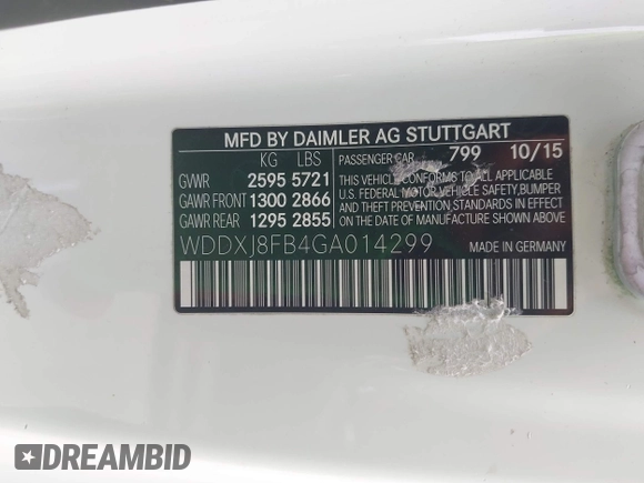 2016 Mercedes-Benz S 550 with VIN WDDXJ8FB4GA014299, listed as a IAAI auction lot 42131508 with 42,357 mi miles and . Bid and sale history available at carsss.com. Image 9.