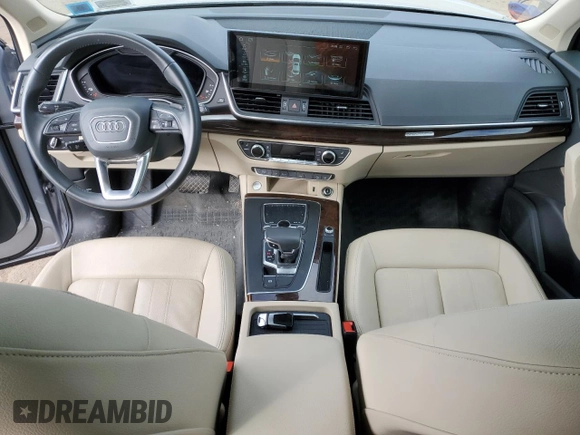 2020 Audi Q5 Premium Plus with VIN WA1E2AFY5L2046865, listed as a Copart auction lot 53377435 with 15,297 mi miles and Salvage title. Bid and sale history available at DreamBid. Image 8.