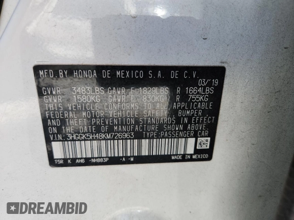 2019 Honda Fit LX с VIN 3HGGK5H48KM726963, выставлен на аукционе Copart как лот 61465025 с пробегом 97 129 миль миль и Списание • Salvage title. История ставок и продаж доступна на DreamBid. Изображение 12.