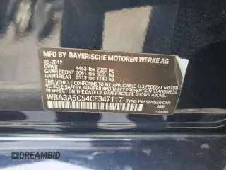 2012 BMW 3 Series 328i with VIN WBA3A5C54CF347117, listed as a Copart auction lot 83751644 with 179,229 mi miles and Salvage title. Bid and sale history available at DreamBid. Image 12.