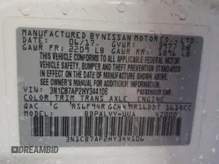 2017 Nissan Sentra Nismo с VIN 3N1CB7AP2HY344106, выставлен на аукционе Copart как лот 88871635 с пробегом 106 312 миль миль и Списание • Salvage title. История ставок и продаж доступна на DreamBid. Изображение 13.