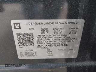2020 Chevrolet Equinox LS with VIN 2GNAXHEV6L6279184, listed as a IAAI auction lot 41836935 with 19,164 mi miles and . Bid and sale history available at DreamBid. Image 9.
