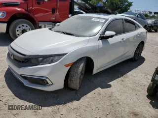 2020 Honda Civic EX-L z VIN 19XFC1F7XLE009361, wystawiony jako Copart lot #58207635 z przebiegiem Nie podano mil oraz Szkoda całkowita • Salvage title. Historia ofert i sprzedaży dostępna na DreamBid. Obrazek 1.