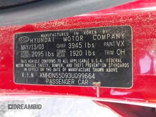 2003 Hyundai Elantra GT с VIN KMHDN55D93U099664, выставлен на аукционе IAAI как лот 42066147 с пробегом 194 402 миль миль и . История ставок и продаж доступна на DreamBid. Изображение 9.