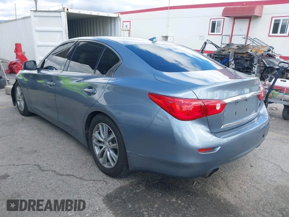 2014 Infiniti Q50 with VIN JN1BV7AP4EM685699, listed as a IAAI auction lot 41765788 with 117,127 mi miles. Bid and sale history available at carsss.com. Image 3.