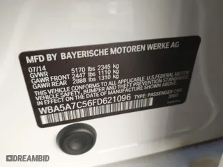 2015 BMW 5 Series 528i xDrive with VIN WBA5A7C56FD621096, listed as a IAAI auction lot 41412146 with 54,248 mi miles. Bid and sale history available at carsss.com. Image 9.