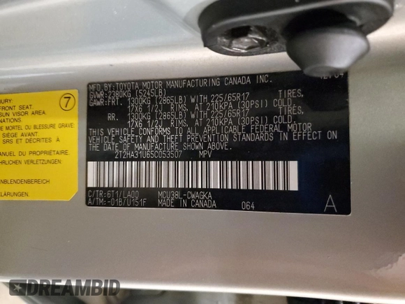 2005 Lexus RX 330 z VIN 2T2HA31U65C053507, wystawiony jako Copart lot #57128915 z przebiegiem 181 262 mil mil oraz Szkoda całkowita • Salvage title. Historia ofert i sprzedaży dostępna na DreamBid. Obrazek 14.