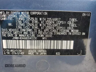 2011 Toyota RAV4 with VIN JTMBF4DV6BD040230, listed as a Copart auction lot 51062185 with Not Provided miles and Salvage Title. Bid and sale history available at carsss.com. Image 14.