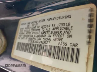 2002 Chevrolet Prizm с VIN 1Y1SK52802Z419527, выставлен на аукционе IAAI как лот 42549797 с пробегом Не указан миль и . История ставок и продаж доступна на DreamBid. Изображение 9.