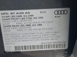 2021 Audi Q5 Prestige with VIN WA1CAAFY5M2050748, listed as a IAAI auction lot 41704470 with 55,162 mi miles. Bid and sale history available at carsss.com. Image 9.