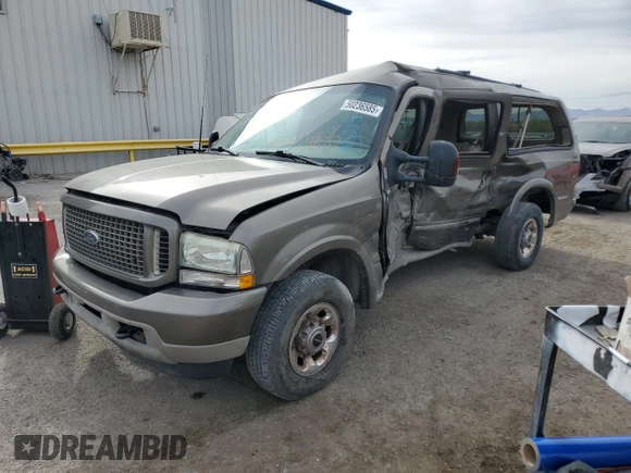 2003 Ford Excursion Limited z VIN 1FMNU42S43EA92152, wystawiony jako Copart lot #50236585 z przebiegiem 83 044 mil mil oraz Szkoda całkowita • Salvage title. Historia ofert i sprzedaży dostępna na DreamBid. Obrazek 1.