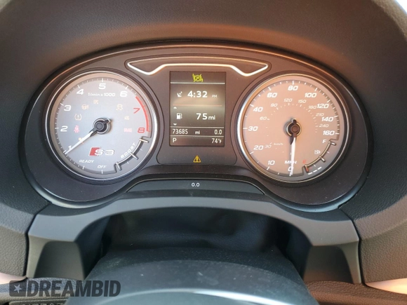 2016 Audi S3 z VIN WAUF1HFF6G1031577, wystawiony jako Copart lot #65208384 z przebiegiem 73 685 mil mil oraz Szkoda całkowita • Salvage title. Historia ofert i sprzedaży dostępna na DreamBid. Obrazek 9.