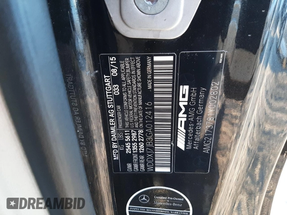 2016 Mercedes-Benz S 63 AMG with VIN WDDXJ7JB3GA012416, listed as a Copart auction lot 89307605 with Not Provided miles and Salvage Title. Bid and sale history available at DreamBid. Image 13.