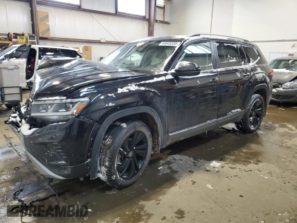 2022 Volkswagen Atlas SEL with VIN 1V2BR2CAXNC537557, listed as a Copart auction lot 44645335 with 48,374 mi miles and Salvage title. Bid and sale history available at DreamBid. Image 1.