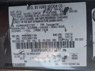 2012 Ford Fusion SE with VIN 3FAHP0HA9CR171027, listed as a IAAI auction lot 42394989 with 249,745 mi miles and . Bid and sale history available at DreamBid. Image 9.