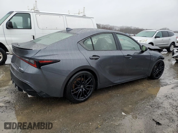2023 Lexus IS with VIN JTHAP1D25P5002842, listed as a Copart auction lot 42609185 with 17,424 mi miles and Salvage Title. Bid and sale history available at carsss.com. Image 3.