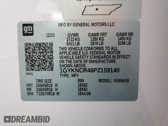 2023 Cadillac XT5 FWD Premium Luxury with VIN 1GYKNCR46PZ159140, listed as a Copart auction lot 45050085 with 28,231 mi miles and Non Repairable. Bid and sale history available at carsss.com. Image 14.