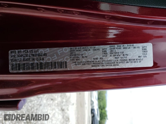 2021 Jeep Wrangler Unlimited Sahara High Altitude с VIN 1C4HJXEG7MW604145, выставлен на аукционе Copart как лот 61352514 с пробегом 55 459 миль миль и Списание • Salvage title. История ставок и продаж доступна на DreamBid. Изображение 13.
