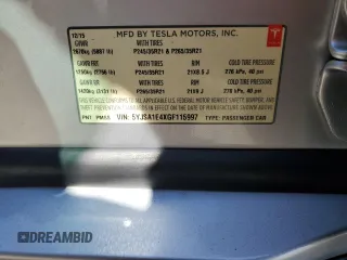 2016 Tesla Model S 90D z VIN 5YJSA1E4XGF115997, wystawiony jako Copart lot #60933525 z przebiegiem Nie podano mil oraz Szkoda całkowita • Salvage title. Historia ofert i sprzedaży dostępna na DreamBid. Obrazek 12.