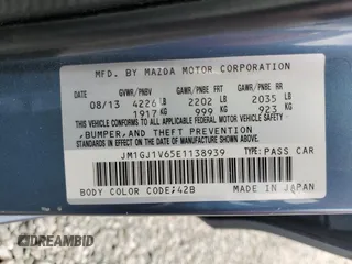 2014 Mazda Mazda6 i Touring with VIN JM1GJ1V65E1138939, listed as a Copart auction lot 50799815 with 141,810 mi miles and Salvage Title. Bid and sale history available at carsss.com. Image 12.