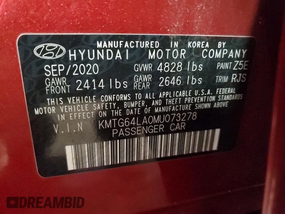 2021 Genesis G70 2.0T with VIN KMTG64LA0MU073278, listed as a Copart auction lot 76796594 with 47,983 mi miles and Salvage Title. Bid and sale history available at carsss.com. Image 12.