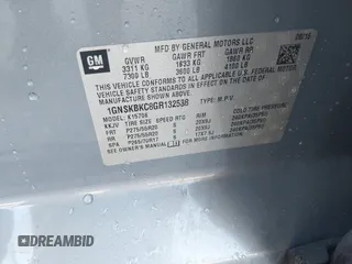 2016 Chevrolet Tahoe LT с VIN 1GNSKBKC8GR132538, выставлен на аукционе IAAI как лот 42570892 с пробегом 70 932 миль миль и . История ставок и продаж доступна на DreamBid. Изображение 9.