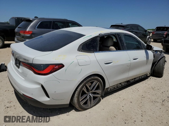 2024 BMW 4 Series 430i with VIN WBA63AV09RFR61736, listed as a Copart auction lot 52798015 with 45,705 mi miles and Salvage title. Bid and sale history available at DreamBid. Image 3.