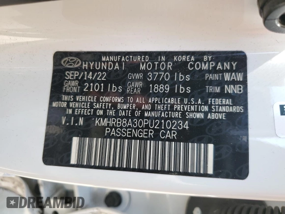 2023 Hyundai Venue SE z VIN KMHRB8A30PU210234, wystawiony jako Copart lot #53471195 z przebiegiem 32 643 mil mil oraz Szkoda całkowita • Salvage title. Historia ofert i sprzedaży dostępna na DreamBid. Obrazek 12.
