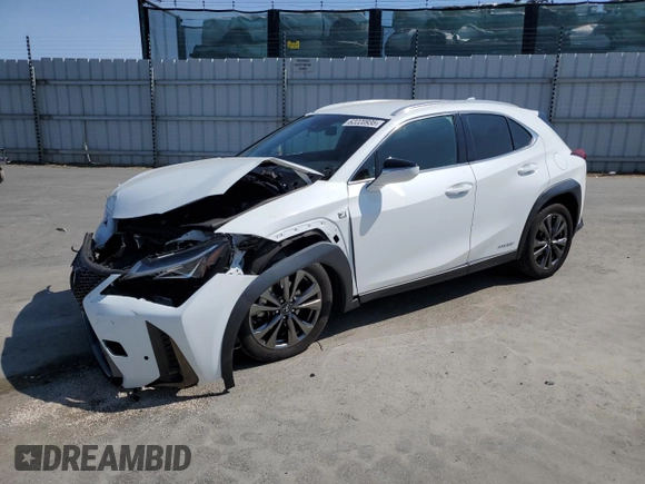 2021 Lexus UX 250h F Sport with VIN JTHE9JBH0M2043962, listed as a Copart auction lot 62220935 with 43,278 mi miles and Salvage title. Bid and sale history available at DreamBid. Image 1.
