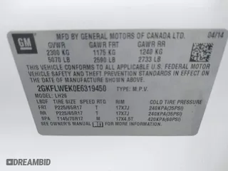 2014 GMC Terrain SLE with VIN 2GKFLWEK0E6319450, listed as a IAAI auction lot 41185967 with 158,887 mi miles. Bid and sale history available at carsss.com. Image 9.