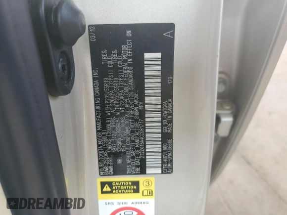 2012 Lexus RX 350 z VIN 2T2ZK1BA4CC081717, wystawiony jako Copart lot #58783105 z przebiegiem 166 897 mil mil oraz Szkoda całkowita • Salvage title. Historia ofert i sprzedaży dostępna na DreamBid. Obrazek 12.
