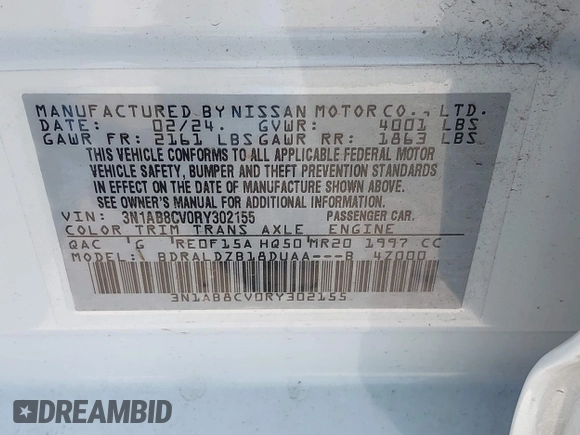 2024 Nissan Sentra SV z VIN 3N1AB8CV0RY302155, wystawiony jako IAAI lot #41970018 z przebiegiem 12 013 mil mil oraz . Historia ofert i sprzedaży dostępna na DreamBid. Obrazek 9.