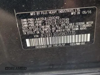 2017 Subaru WRX Limited with VIN JF1VA1J65H9807770, listed as a Copart auction lot 53721925 with 161,432 mi miles and Clean title. Bid and sale history available at DreamBid. Image 14.