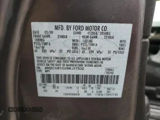 2009 Mercury Mariner with VIN 4M2CU81G39KJ17532, listed as a Copart auction lot 43907455 with 214,212 mi miles and Salvage title. Bid and sale history available at DreamBid. Image 16.