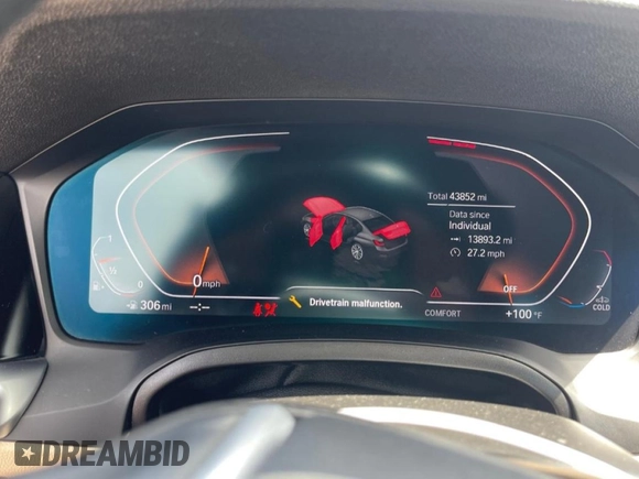 2021 BMW 3 Series 330i with VIN 3MW5R1J07M8B86693, listed as a Copart auction lot 59595985 with 43,852 mi miles and Salvage title. Bid and sale history available at DreamBid. Image 9.