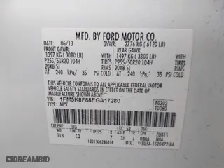 2014 Ford Explorer Limited with VIN 1FM5K8F88EGA17280, listed as a IAAI auction lot 41550592 with 144,494 mi miles. Bid and sale history available at carsss.com. Image 9.