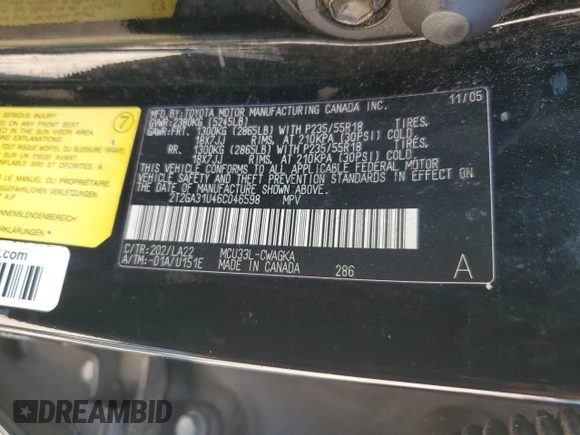 2006 Lexus RX 330 z VIN 2T2GA31U46C046598, wystawiony jako Copart lot #61896225 z przebiegiem 291 262 mil mil oraz Szkoda całkowita • Salvage title. Historia ofert i sprzedaży dostępna na DreamBid. Obrazek 13.