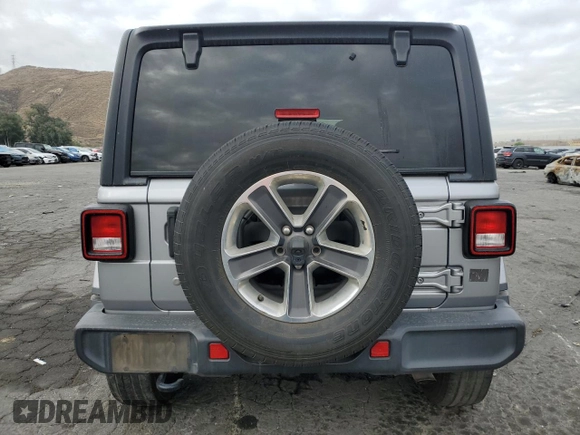 2020 Jeep Wrangler Unlimited Sahara with VIN 1C4HJXENXLW230207, listed as a Copart auction lot 80562424 with 0 mi miles and Salvage Title. Bid and sale history available at carsss.com. Image 6.