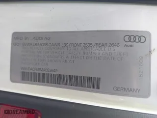 2021 Audi A5 Sportback S line Premium with VIN WAUDACF59MA053649, listed as a IAAI auction lot 41708092 with 56,936 mi miles. Bid and sale history available at carsss.com. Image 9.
