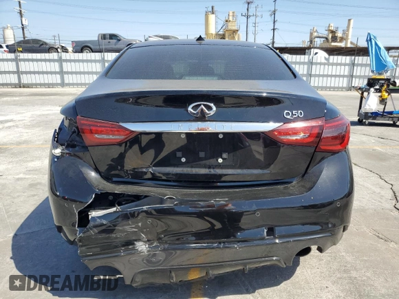 2021 Infiniti Q50 Signature Edition with VIN JN1EV7CP7MM700303, listed as a Copart auction lot 58534285 with 44,081 mi miles and Salvage title. Bid and sale history available at DreamBid. Image 6.