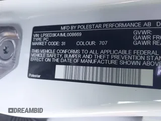 2021 Polestar 2 Launch Edition z VIN LPSED3KA1ML008669, wystawiony jako IAAI lot #41258973 z przebiegiem Nie podano mil oraz . Historia ofert i sprzedaży dostępna na DreamBid. Obrazek 9.