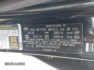 2017 Kia Forte LX with VIN 3KPFK4A70HE099395, listed as a IAAI auction lot 40433686 with 120,337 mi miles. Bid and sale history available at carsss.com. Image 9.