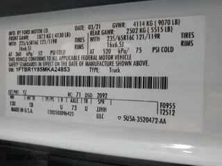2021 Ford Transit Cargo Van with VIN 1FTBR1Y85MKA24853, listed as a Copart auction lot 86571514 with 19,933 mi miles and Salvage Title. Bid and sale history available at carsss.com. Image 12.