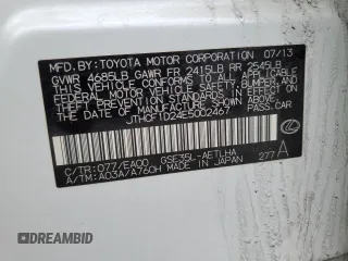 2014 Lexus IS 250 z VIN JTHCF1D24E5002467, wystawiony jako Copart lot #51273035 z przebiegiem 183 331 mil mil oraz Szkoda całkowita • Salvage title. Historia ofert i sprzedaży dostępna na DreamBid. Obrazek 12.