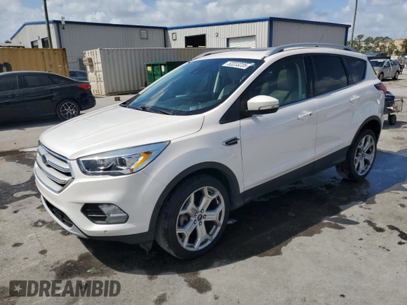 2019 Ford Escape Titanium with VIN 1FMCU9J92KUA55656, listed as a Copart auction lot 52233235 with 57,052 mi miles and Non Repairable. Bid and sale history available at carsss.com. Image 1.