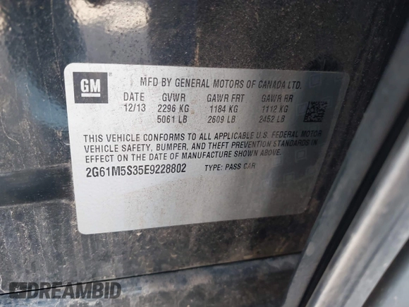 2014 Cadillac XTS Luxury with VIN 2G61M5S35E9228802, listed as a IAAI auction lot 42542501 with 106,506 mi miles and . Bid and sale history available at DreamBid. Image 9.