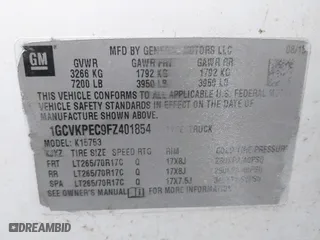 2015 Chevrolet Silverado 1500 Work Truck with VIN 1GCVKPEC9FZ401854, listed as a IAAI auction lot 41607357 with 207,244 mi miles. Bid and sale history available at carsss.com. Image 9.