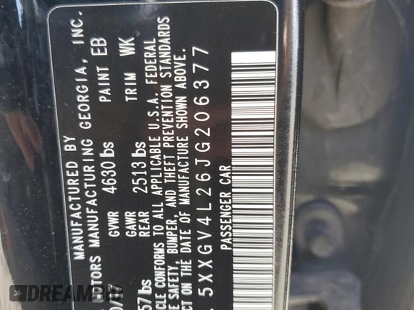 2018 Kia Optima SX with VIN 5XXGV4L26JG206377, listed as a Copart auction lot 58848385 with Not provided miles and Salvage title. Bid and sale history available at DreamBid. Image 12.