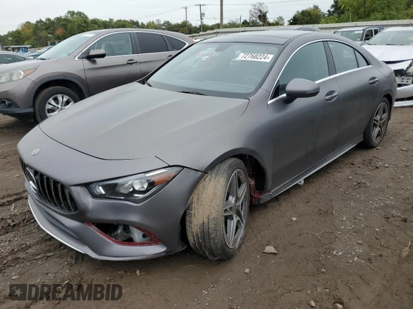 2021 Mercedes-Benz CLA with VIN W1K5J4HBXMN154245, listed as a Copart auction lot 72768224 with 16,737 mi miles and Salvage Title. Bid and sale history available at carsss.com. Image 1.
